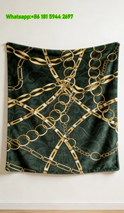 Hermes Luxury Gold Chain Print Flannel Throw Blanket IMG_5253